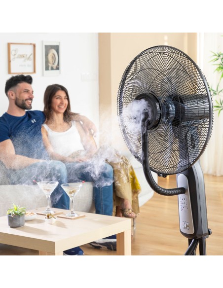 Ventilateur Brumisateur sur Pied avec Commande à Distance InnovaGoods Mistinn Noir 90 W 2,8 L