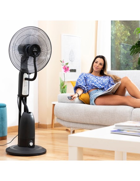 Ventilateur Brumisateur sur Pied avec Commande à Distance InnovaGoods Mistinn Noir 90 W 2,8 L
