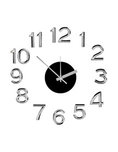Horloge Murale Autocollant Blanc Argenté ABS EVA Ø 35 cm (6 Unités)