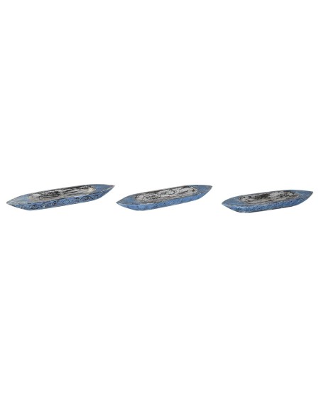 Centre de Table DKD Home Decor 80 x 18,5 x 7 cm Bleu Blanc Blue marine méditerranéen (3 Pièces)
