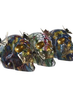 Figurine Décorative DKD Home Decor 15,5 x 10,5 x 11 cm Multicouleur Crâne (3 Unités) 2