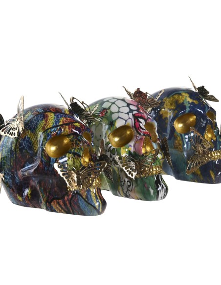 Figurine Décorative DKD Home Decor 15,5 x 10,5 x 11 cm Multicouleur Crâne (3 Unités)