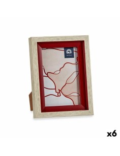 Cadre photo Verre Rouge Bois Marron Plastique (13,5 x 18,8 x 2 cm) (6 Unités)