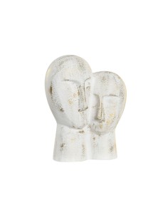Figurine Décorative DKD Home Decor 23 x 10 x 30 cm Visage Doré Aluminium Blanc