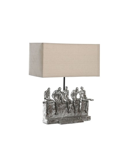 Lampe de bureau DKD Home Decor 36 x 21,5 x 43 cm Argenté Beige Métal Résine 220 V 50 W