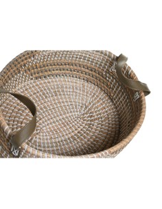 Set de basket DKD Home Decor 45 x 35 x 18 cm Polyuréthane Tropical Herbier marin 2