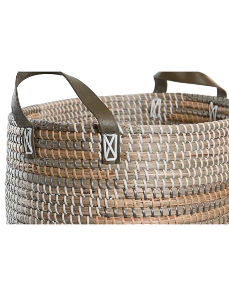 Set de basket DKD Home Decor 45 x 35 x 18 cm Polyuréthane Tropical Herbier marin