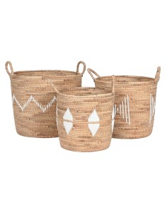 Set de basket DKD Home Decor Blanc Naturel Corde Herbier marin Boho 46 x 46 x 48 cm 2