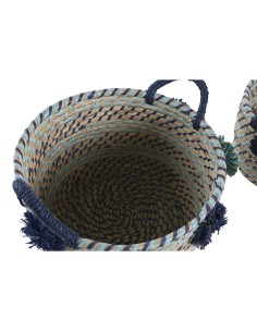 Set de basket DKD Home Decor 46 x 44 x 34 cm Pompons polypropylène Herbier marin 2