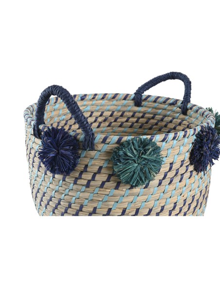 Set de basket DKD Home Decor 46 x 44 x 34 cm Pompons polypropylène Herbier marin