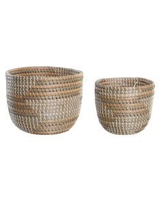 Set de basket DKD Home Decor 28 x 28 x 22 cm Tropical Herbier marin