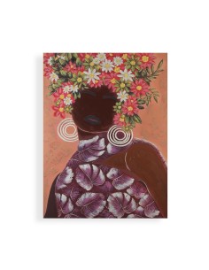 Cadre Versa Rose Fleurs Toile Pin 2,8 x 90 x 120 cm