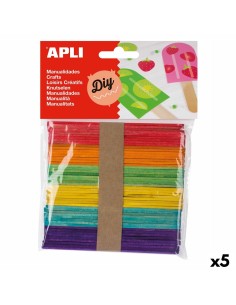 Matériaux pour travaux manuels Apli Multicouleur Bois 114 x 10 mm Bâton de glace (5 Unités) (50 Unités)