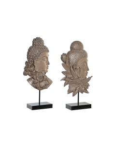 Figurine Décorative DKD Home Decor 23 x 8 x 42 cm Noir Marron Buda Oriental (2 Unités)