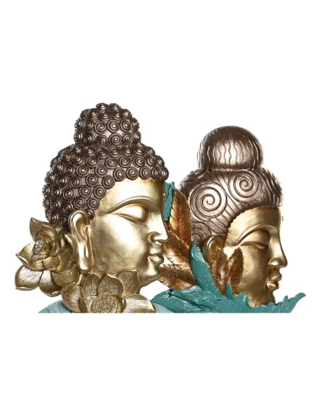 Figurine Décorative DKD Home Decor 22 x 8 x 42,5 cm Noir Doré Buda Turquoise Oriental (2 Unités)