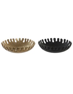 Centre de Table DKD Home Decor Noir Doré Moderne 32 x 32 x 9 cm (2 Unités)