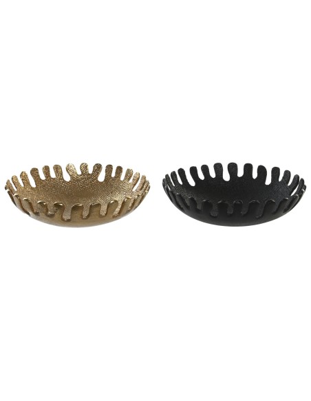 Centre de Table DKD Home Decor Noir Doré Moderne 32 x 32 x 9 cm (2 Unités)