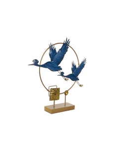 Figurine Décorative DKD Home Decor 51 x 9 x 51 cm Bleu Doré Oiseau