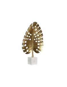 Figurine Décorative DKD Home Decor 28 x 7,5 x 47 cm Doré Blanc Tropical Feuille d'une plante