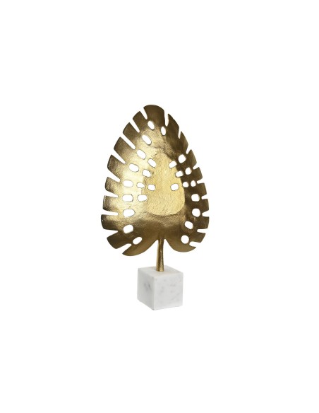 Figurine Décorative DKD Home Decor 28 x 7,5 x 47 cm Doré Blanc Tropical Feuille d'une plante