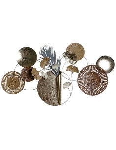 Figurine Décorative DKD Home Decor 90 x 8,3 x 49 cm Gris Doré Cuivre Cercles