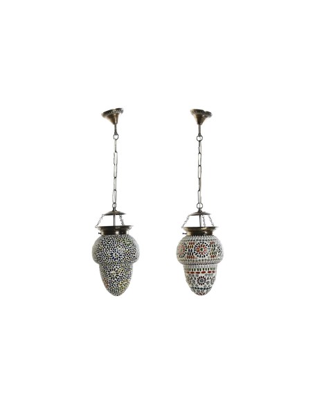 Suspension DKD Home Decor Verre Métal Multicouleur 25 W 20 x 20 x 28 cm (2 Unités)