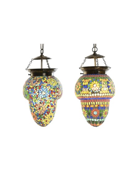 Suspension DKD Home Decor Verre Métal Multicouleur 25 W 20 x 20 x 28 cm (2 Unités)