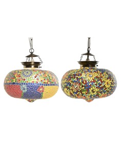 Suspension DKD Home Decor 32 x 32 x 26 cm Verre Multicouleur 25 W (2 Unités)