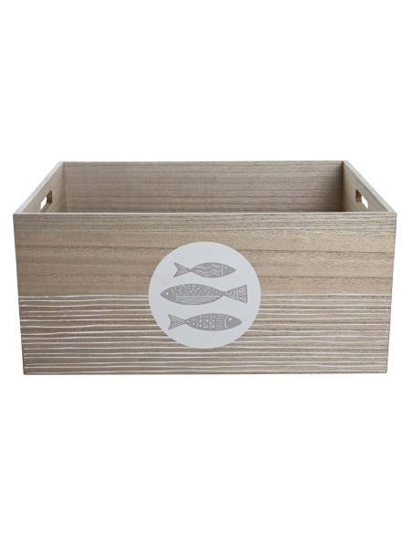 Boîte Décorative DKD Home Decor Naturel Bois MDF Spirales méditerranéen 50 x 40 x 22,5 cm