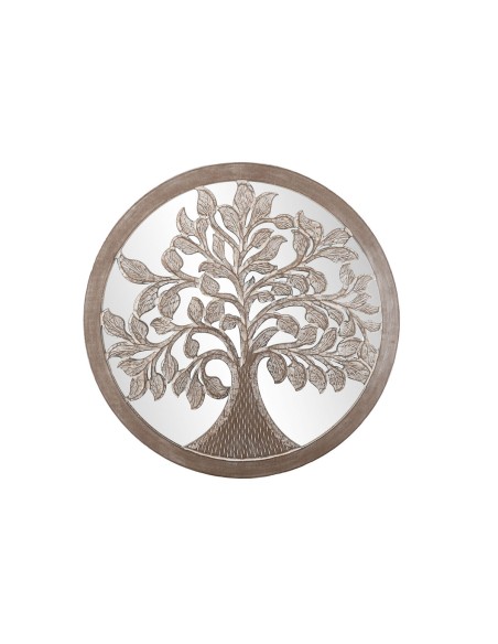Décoration murale DKD Home Decor 90 x 2,5 x 90 cm Finition vieillie Naturel Arbre Blanc Indien