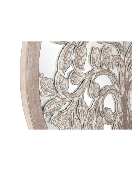 Décoration murale DKD Home Decor 90 x 2,5 x 90 cm Finition vieillie Naturel Arbre Blanc Indien