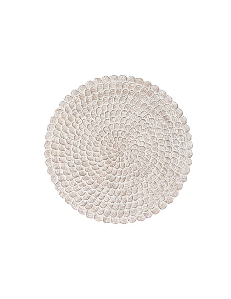 Décoration murale DKD Home Decor Finition vieillie Naturel 120 x 3 x 120 cm Blanc Indien