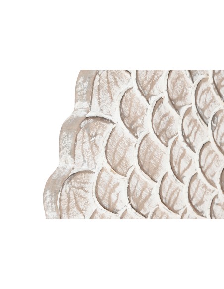Décoration murale DKD Home Decor Finition vieillie Naturel 120 x 3 x 120 cm Blanc Indien