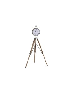 Horloge de table DKD Home Decor 22 x 40 x 80 cm Naturel Argenté Aluminium Tripode Bois de manguier Traditionnel