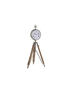 Horloge de table DKD Home Decor 22 x 40 x 80 cm Naturel Argenté Aluminium Tripode Bois de manguier Traditionnel 2