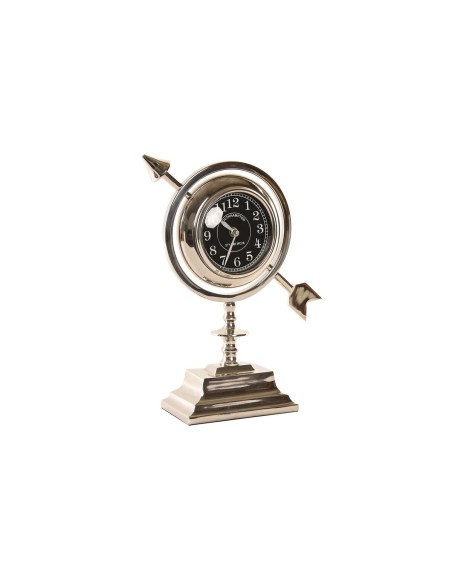 Horloge de table DKD Home Decor 23 x 8 x 30 cm Argenté Aluminium