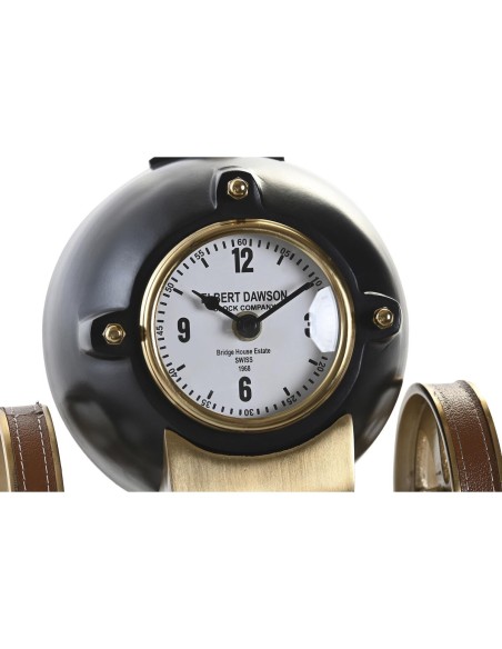 Horloge de table DKD Home Decor 20,5 x 20,5 x 21,5 cm Noir Doré Aluminium Résine Colonial