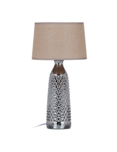 Lampe de bureau Beige Argenté Toile à sac Céramique 60 W 220 V 240 V 220-240 V 26 x 26 x 49,5 cm