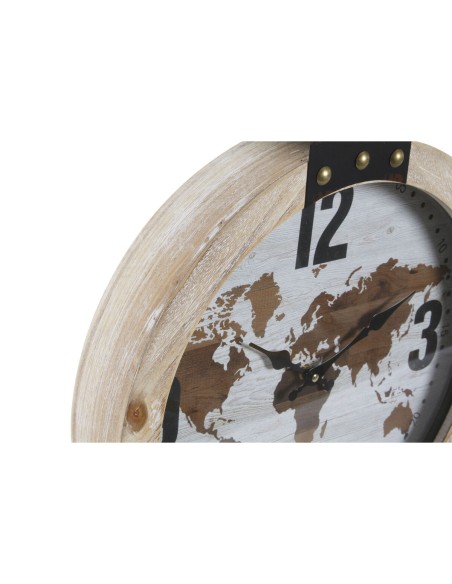 Horloge Murale DKD Home Decor 40 x 4 x 54 cm Verre Fer Bois MDF Mappemonde (2 Unités)