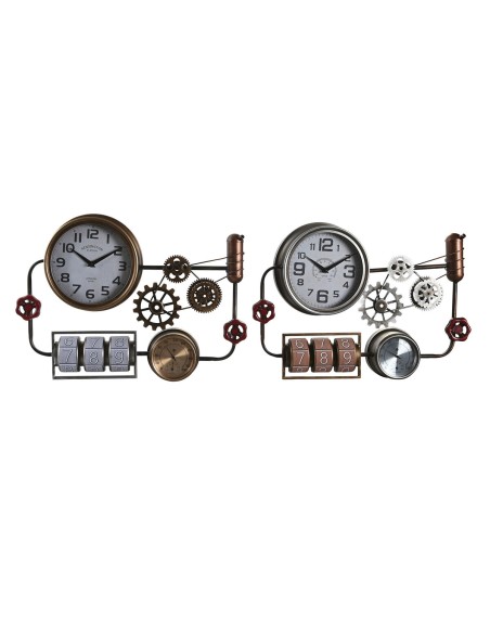 Horloge Murale DKD Home Decor 52,5 x 9 x 39,5 cm Verre Fer Vintage (2 Unités)