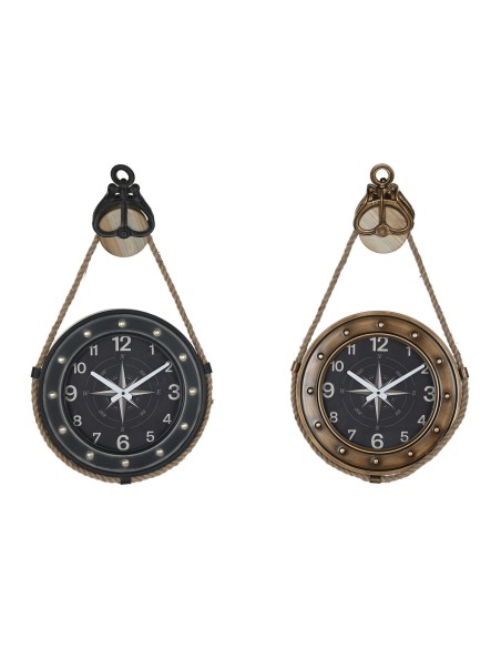 Horloge Murale DKD Home Decor 43 x 8 x 71 cm Verre Noir Doré Fer (2 Unités)