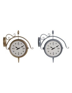 Horloge Murale DKD Home Decor 43 x 14,5 x 47 cm Verre Gris Doré Fer Traditionnel (2 Unités)