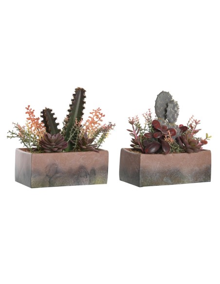 Plante décorative DKD Home Decor 19 x 9 x 22 cm Rose Orange Cactus Feuille de Mousse polypropylène (2 Unités)