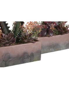 Plante décorative DKD Home Decor 19 x 9 x 22 cm Rose Orange Cactus Feuille de Mousse polypropylène (2 Unités) 2