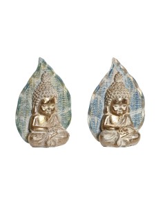 Figurine Décorative DKD Home Decor 12,4 x 5,6 x 17,7 cm Bleu Buda Turquoise Oriental Décapé (2 Unités)