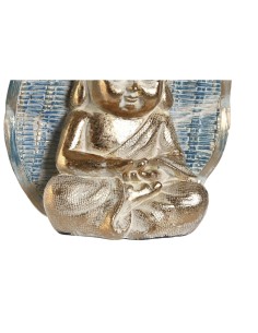 Figurine Décorative DKD Home Decor 12,4 x 5,6 x 17,7 cm Bleu Buda Turquoise Oriental Décapé (2 Unités) 2