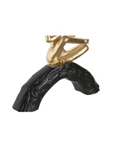 Figurine Décorative DKD Home Decor 28 x 7 x 35 cm 28 x 8 x 36 cm Noir Doré Yoga (3 Unités) 2