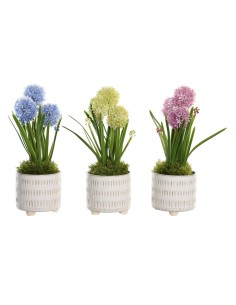 Plante décorative DKD Home Decor Mousse Bleu Rose Jaune polypropylène 15 x 15 x 30 cm (3 Pièces)