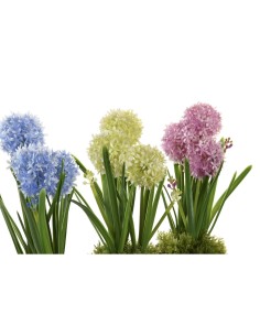 Plante décorative DKD Home Decor Mousse Bleu Rose Jaune polypropylène 15 x 15 x 30 cm (3 Pièces) 2