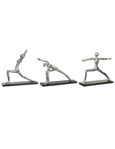 Figurine Décorative DKD Home Decor 33 x 10 x 35 cm Argenté Noir Indien Yoga (3 Unités)
